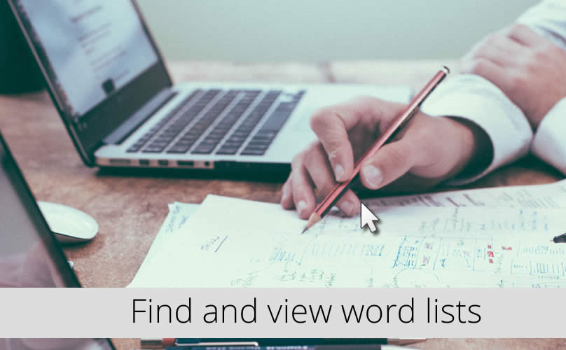 Find and view word lists